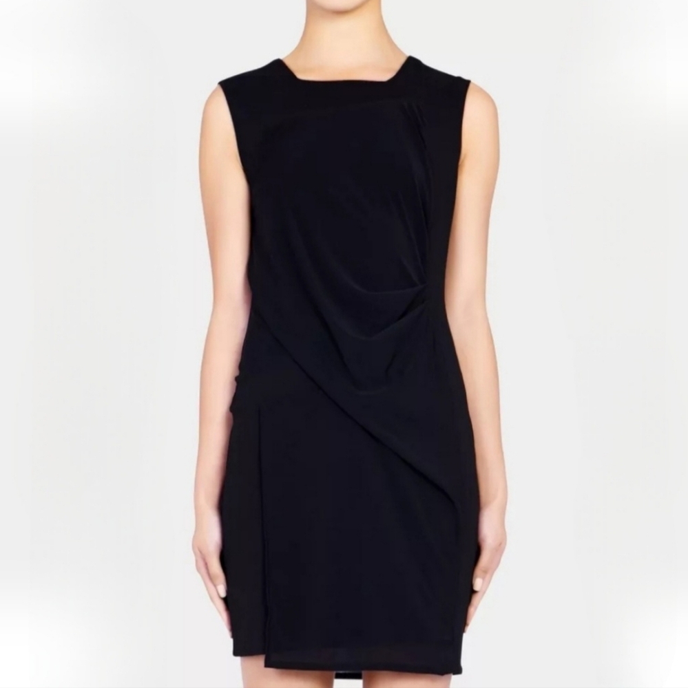 HELMUT LANG Slink Seam Square Neck Dress in Black Size Small